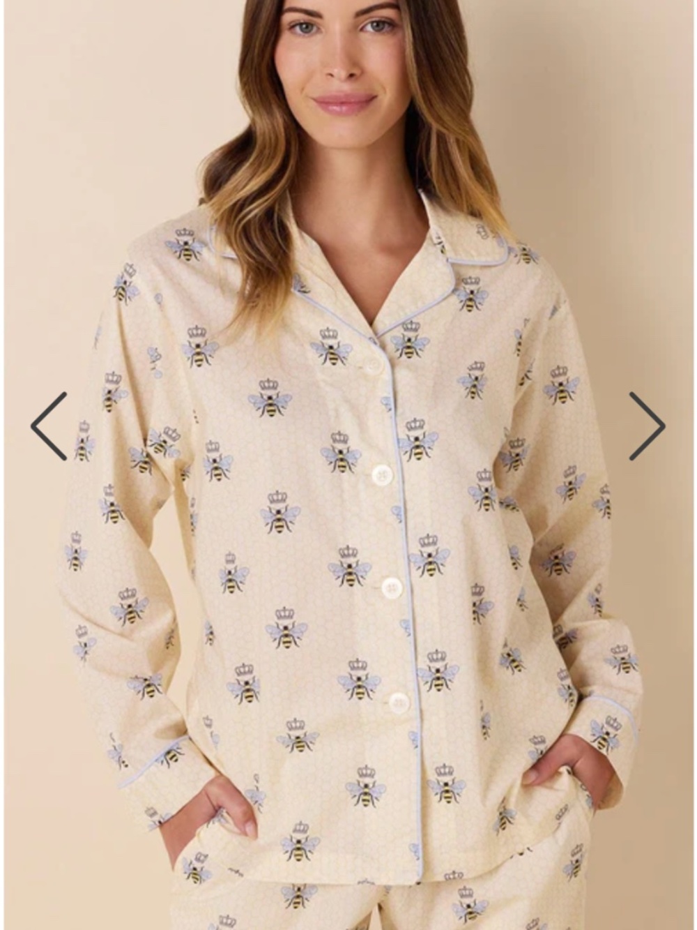 The Cat's Pajamas Cream Queen Bee Print Pajama set size Large - Picture 3 of 11